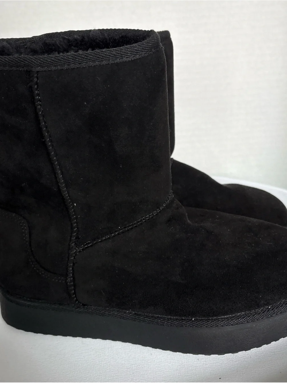 Women's Black Suede Winter Pull-On Boots - Classic Comfort